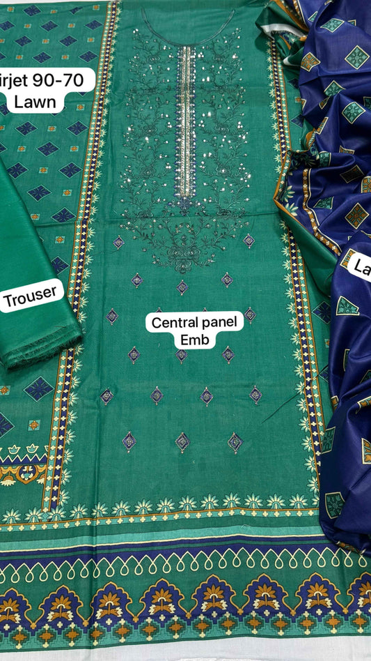 Mix Brand Embroidered Lawn 3PC Suit with Digital Printed Dupatta – Unstitched #0 - Women's Fashion available at Ghar