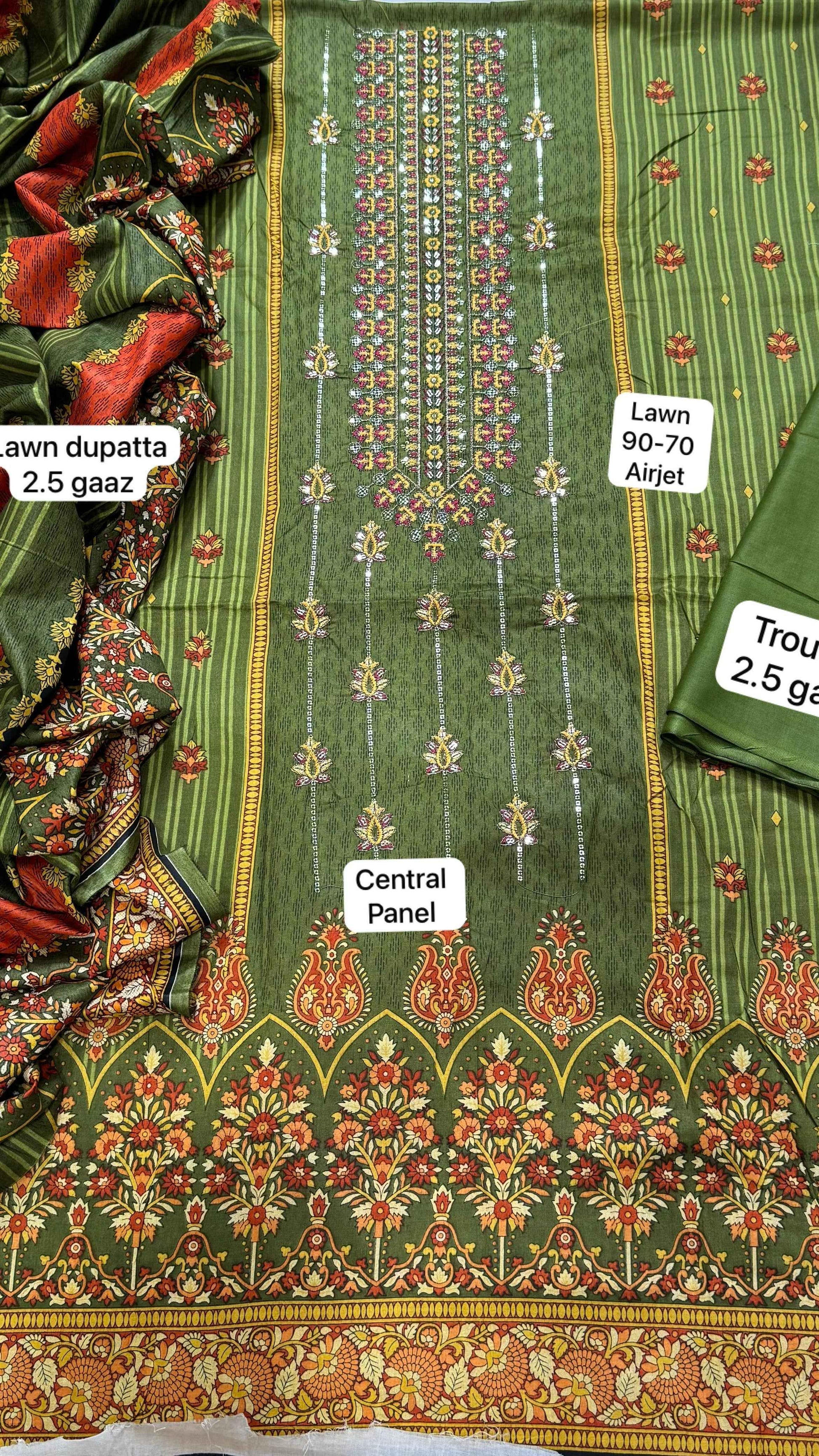 Mix Brand Embroidered Lawn 3PC Suit with Digital Printed Dupatta – Unstitched #0 - Women's Fashion available at Ghar