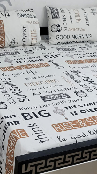 Export Quality Pure Cotton King Size Bedsheet Set with Pillow Covers – Double Be - Home & Living available at Ghar Mart