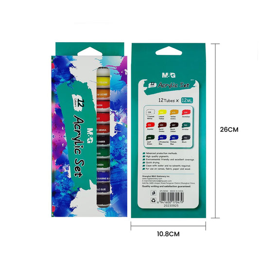 M&G Professional Acrylic Paint Set – Premium Artist Quality | Available in 12, 2 - Acrylic Color available at Ghar Mart
