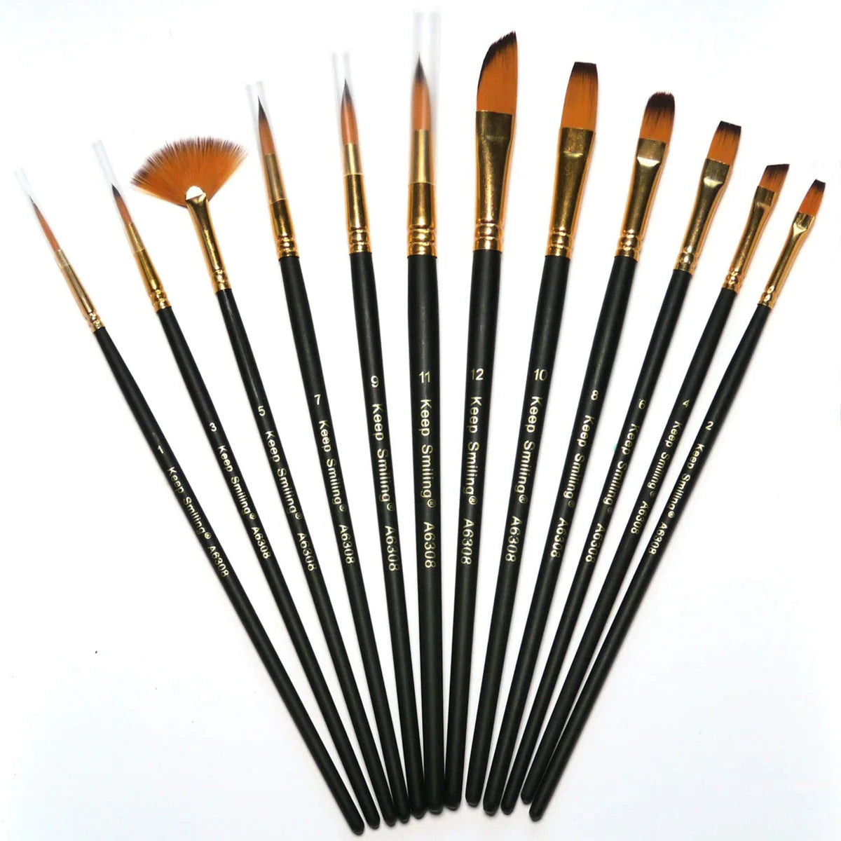 Keep Smiling 12-Piece Premium Mixed Artist Brush Set – Professional Paint Brushes for Kids & Adults