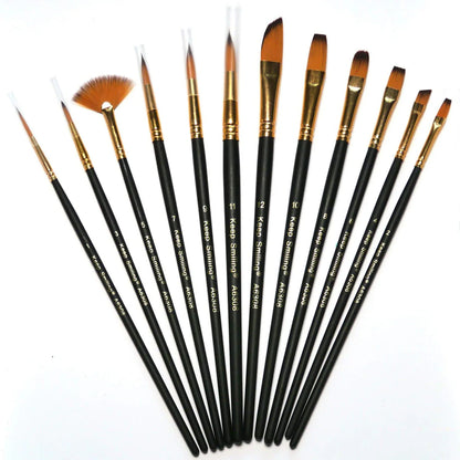 Keep Smiling 12-Piece Premium Mixed Artist Brush Set – Professional Paint Brushes for Kids & Adults