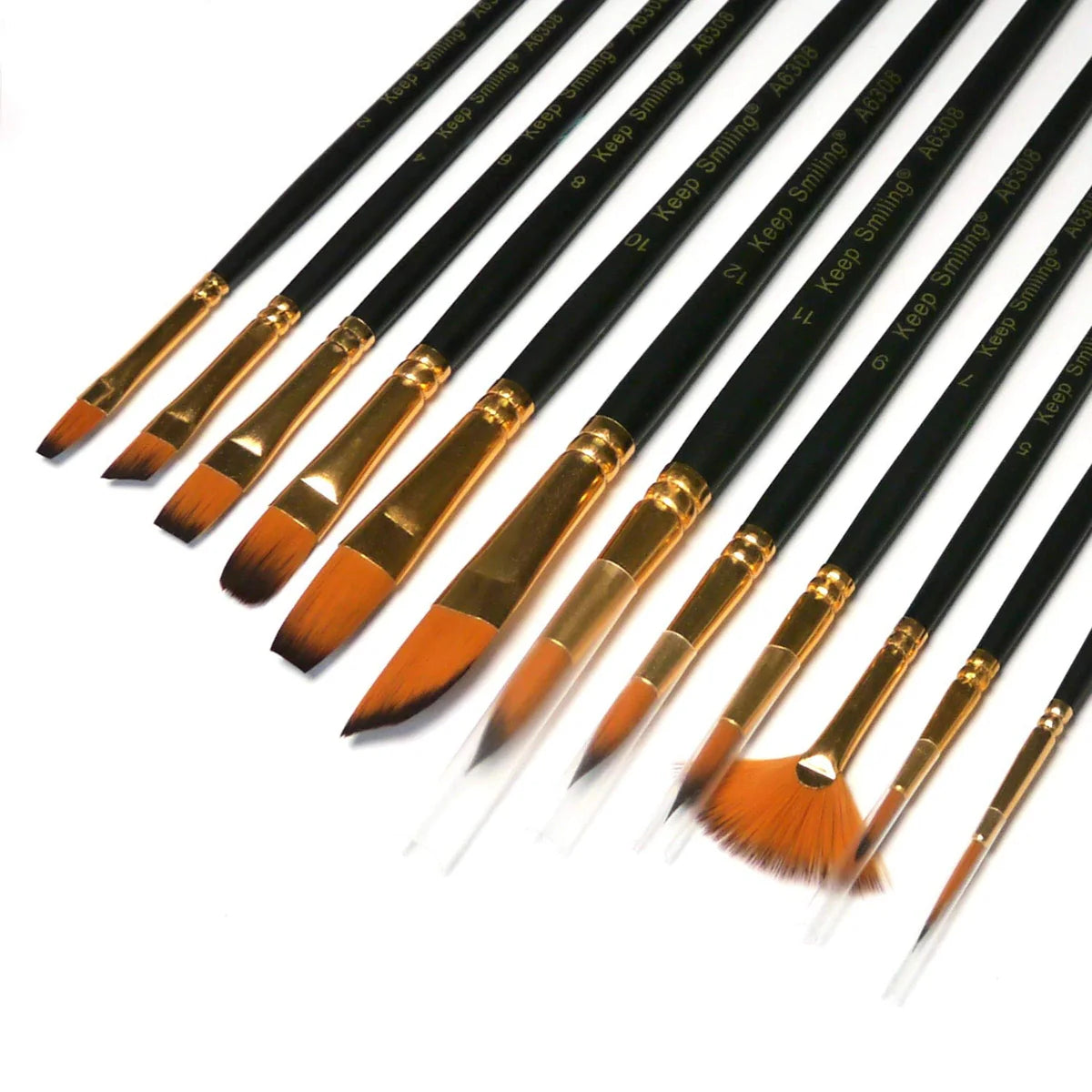 Keep Smiling 12-Piece Premium Mixed Artist Brush Set – Professional Paint Brushes for Kids & Adults