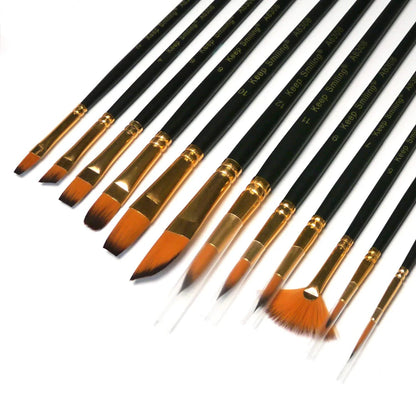 Keep Smiling 12-Piece Premium Mixed Artist Brush Set – Professional Paint Brushes for Kids & Adults