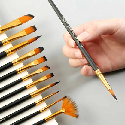Keep Smiling 12-Piece Premium Mixed Artist Brush Set – Professional Paint Brushes for Kids & Adults