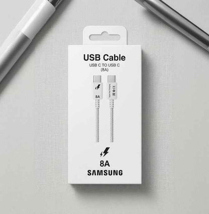 Samsung USB-C to USB-C Cable (8A) – Ultra Fast Charging & Heavy Duty - Mobile Accessories available at Ghar Mart