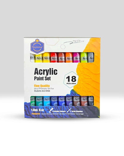 Keep Smiling Premium Acrylic Paint Set. Vibrant Colors (30ml Tubes) for Professional Artists & Beginners