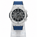 Men's Silver Skeleton Chronograph Watch with Blue Leather Strap | GharMart