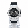 Men's Silver Skeleton Chronograph Watch with Black Leather Strap | GharMart