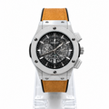 Men's Silver Skeleton Chronograph Watch with Light Brown Leather Strap | GharMart