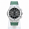 Men's Silver Skeleton Chronograph Watch with Green Leather Strap | GharMart