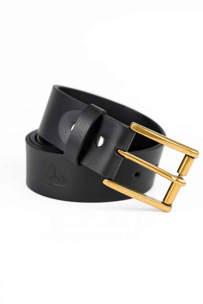 Phantom Black with Brass Buckle Genuine Lather Belt - Men's Fashion available at Ghar Mart Pakistan