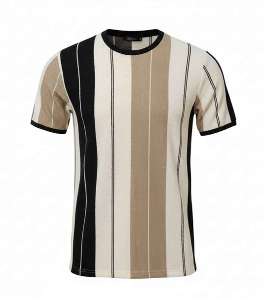 Black + Beige Old Money Roundneck T-shirt - Men's Fashion available at Ghar Mart Pakistan