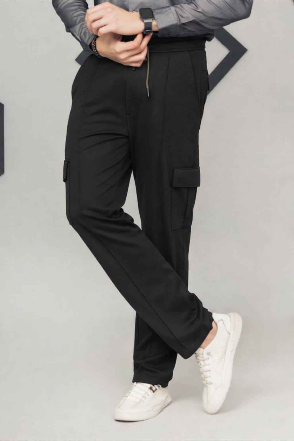 Black 6 Pocket Trouser - Men's Fashion available at Ghar Mart Pakistan