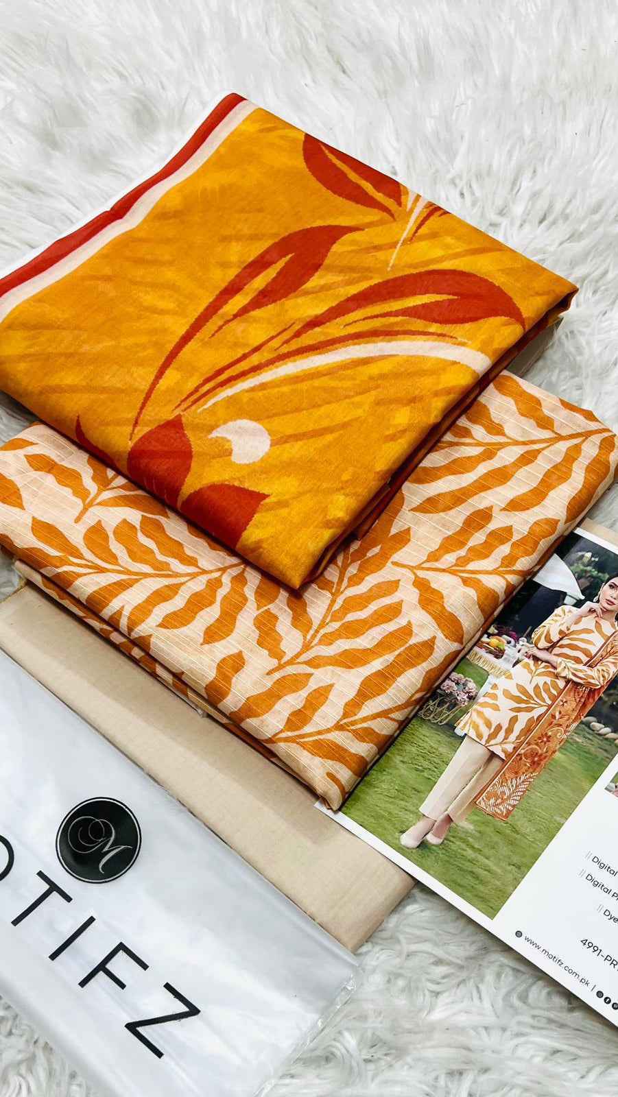 Motifz Premium Lawn 3PC Printed Suit 2026 with Voil Dupatta – Unstitched #0125 - Women's Fashion available at Ghar Mart