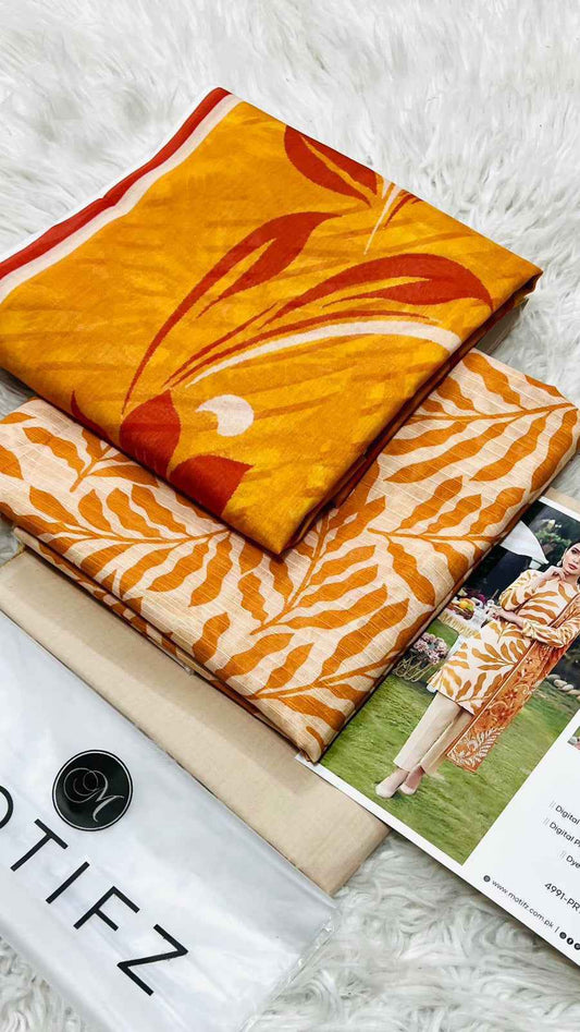 Motifz Premium Lawn 3PC Printed Suit 2026 with Voil Dupatta – Unstitched #0125 - Women's Fashion available at Ghar Mart