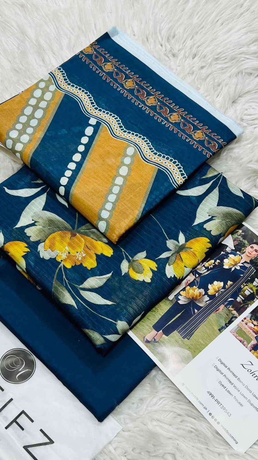 Motifz Premium Lawn 3PC Printed Suit 2026 with Voil Dupatta – Unstitched #0129 - Women's Fashion available at Ghar Mart