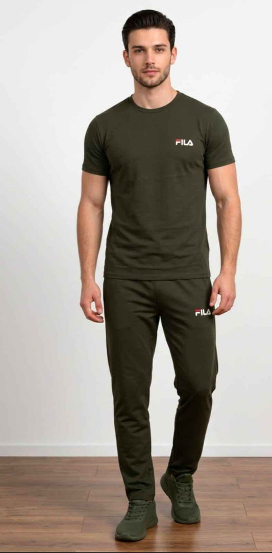 Olive Green Active Fit Co-Ord Set - Men's Fashion available at Ghar Mart Pakistan