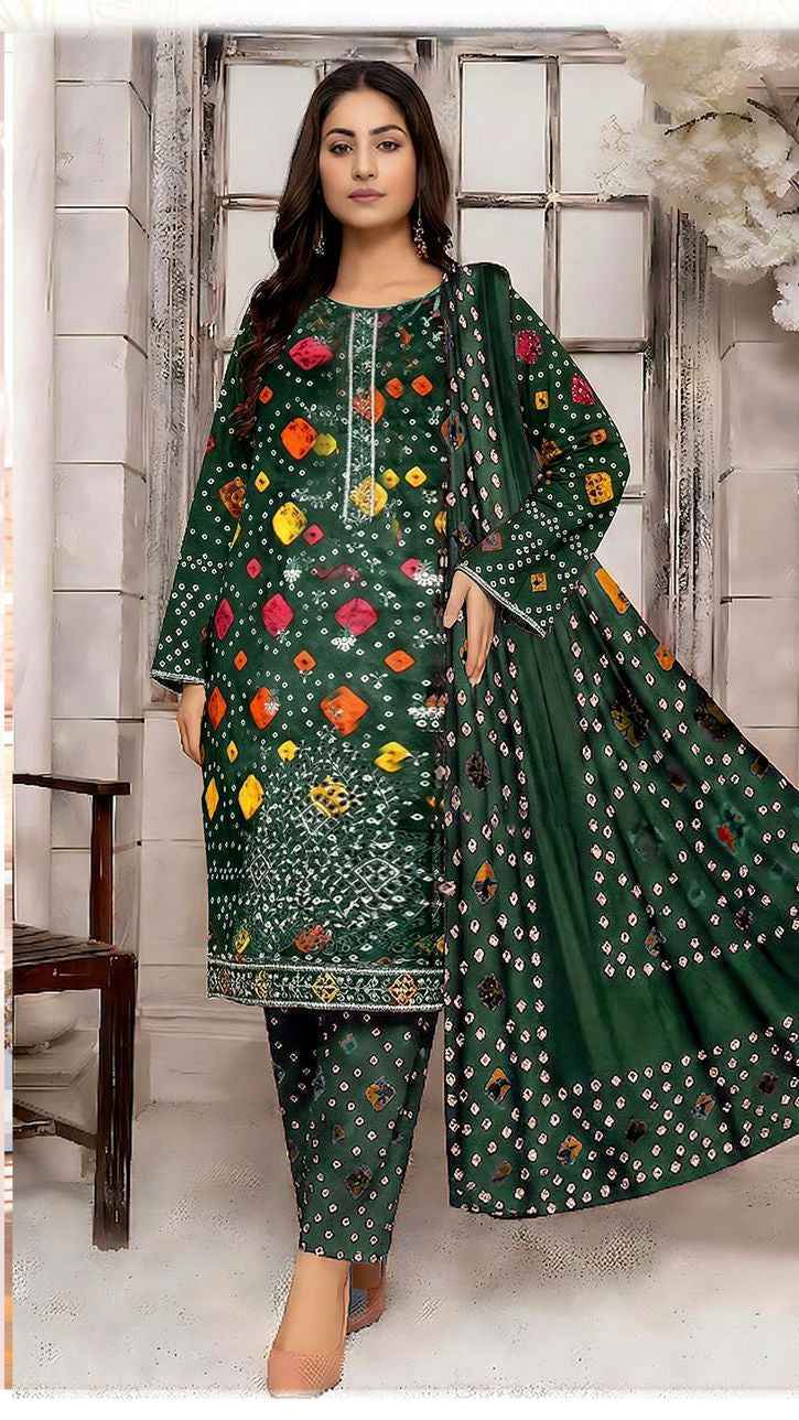 Sapphire Lawn Embroidered 3PC Suit with Chiffon Dupatta – Unstitched #0004 - Women's Fashion available at Ghar Mart