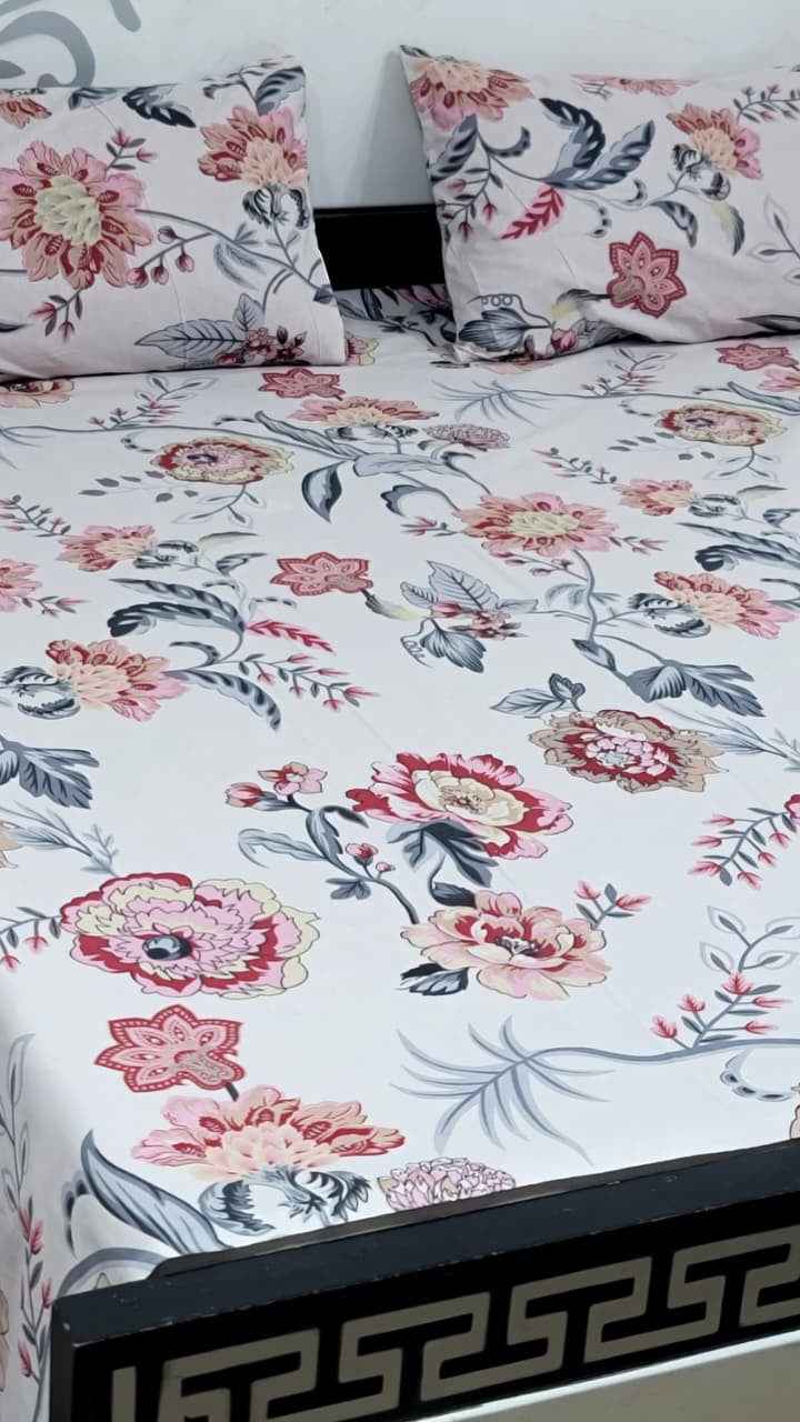 Export Quality Pure Cotton King Size Bedsheet Set with Pillow Covers – Double Be - Home & Living available at Ghar Mart