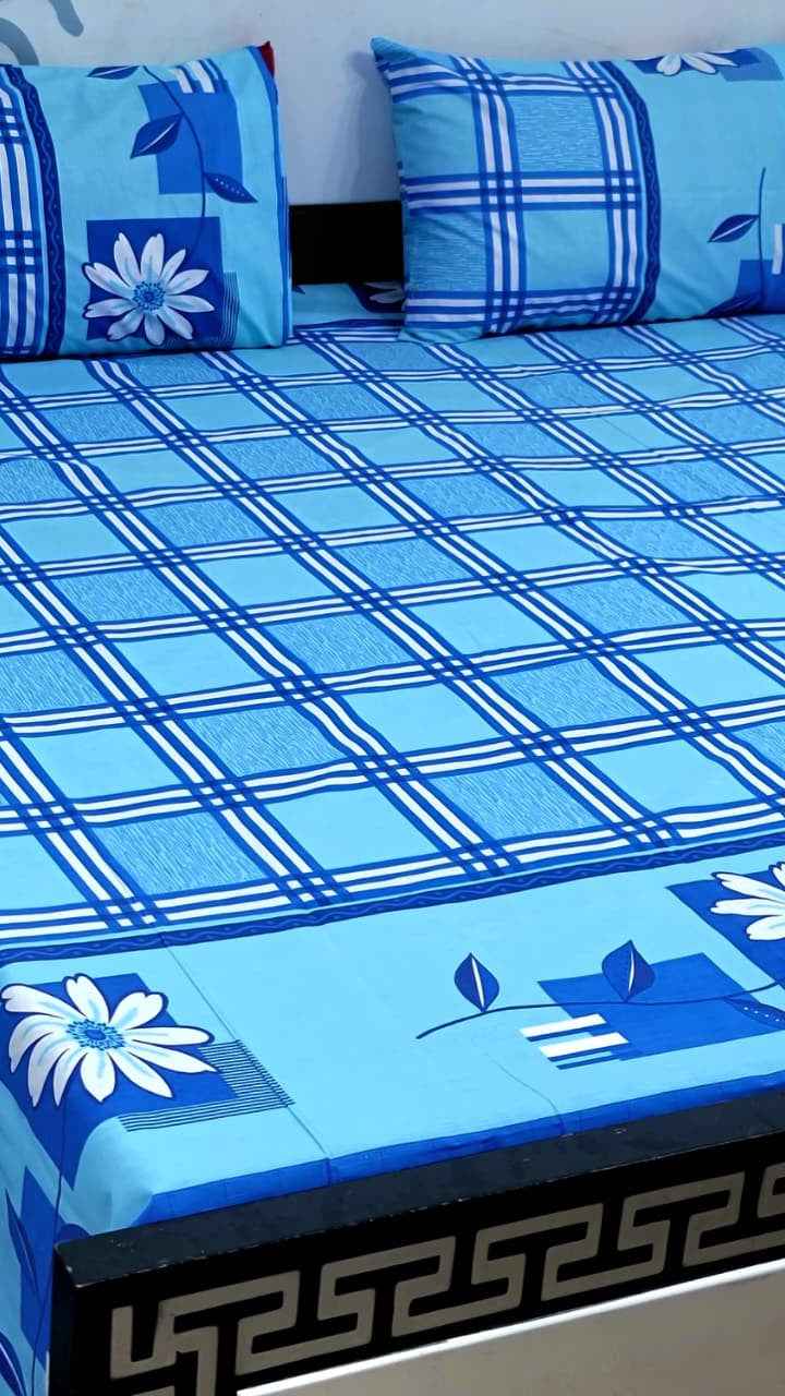 Export Quality Pure Cotton King Size Bedsheet Set with Pillow Covers – Double Be - Home & Living available at Ghar Mart