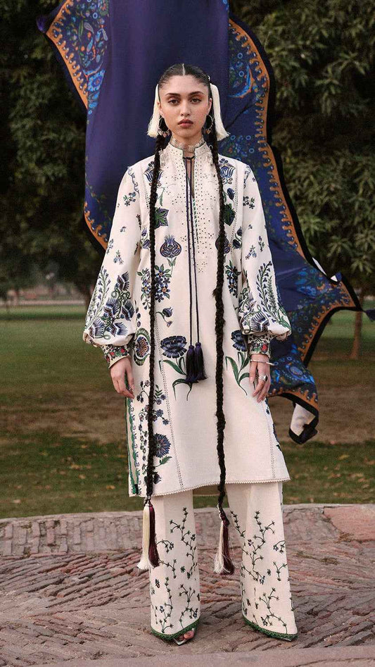 Jugnu Lawn Embroidered Chicken Kari Suit with Printed Silk Dupatta – Unstitched - Women's Fashion available at Ghar