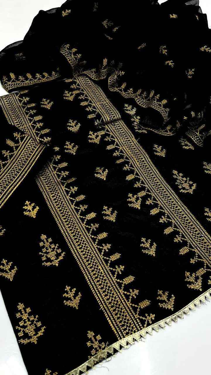 Cross Stitch Jaal Embroidered Lawn Cotton 3PC Suit with Chiffon Lace Dupatta – U - Women's Fashion available at Ghar