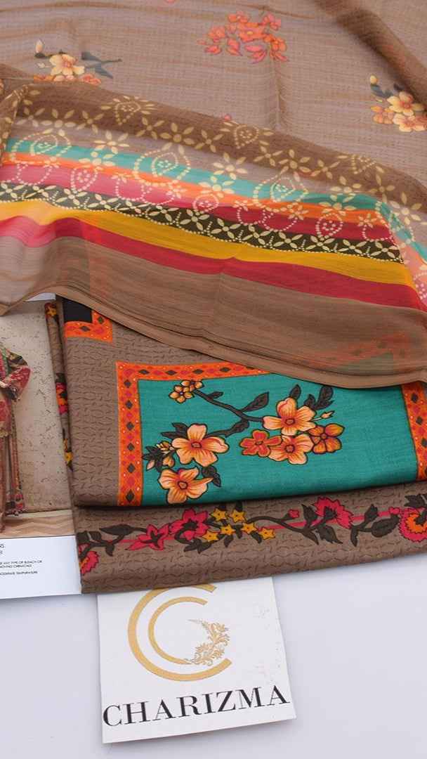 2026 Printed Lawn 3PC Suit with Chiffon Dupatta – Unstitched Summer Collection # - Women's Fashion available at Ghar