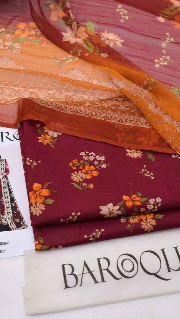 2026 Printed Lawn 3PC Suit with Chiffon Dupatta – Unstitched Summer Collection # - Women's Fashion available at Ghar