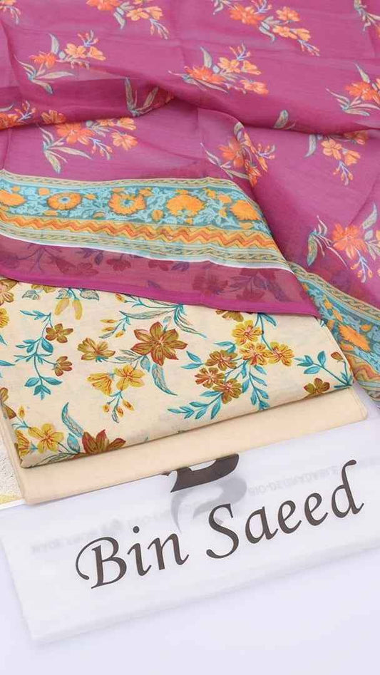 2026 Printed Lawn 3PC Suit with Chiffon Dupatta – Unstitched Summer Collection # - Women's Fashion available at Ghar