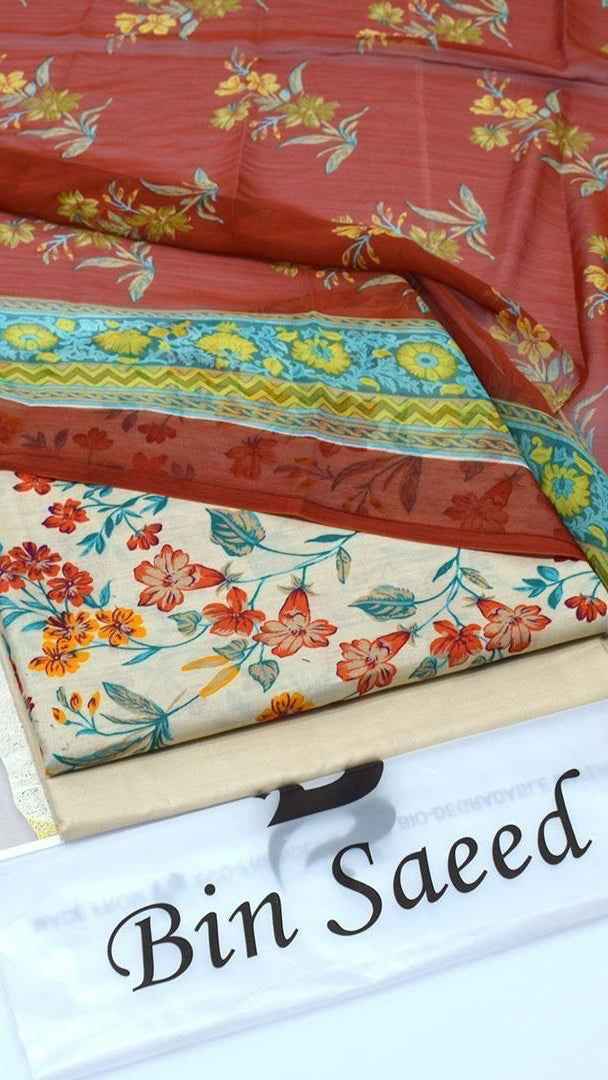 2026 Printed Lawn 3PC Suit with Chiffon Dupatta – Unstitched Summer Collection # - Women's Fashion available at Ghar