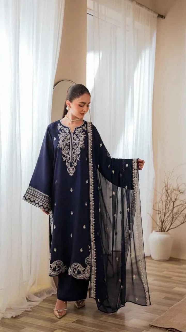 Mushq Code 546 Embroidered Lawn 3PC Suit with Pure Chiffon Dupatta – Unstitched - Women's Fashion available at Ghar