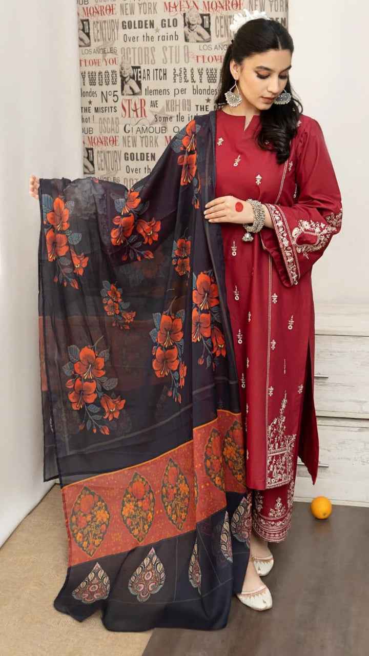 URGE Pure Airjet Lawn Embroidered 3PC Suit with Digital Printed Lawn Dupatta – U - Women's Fashion available at Ghar