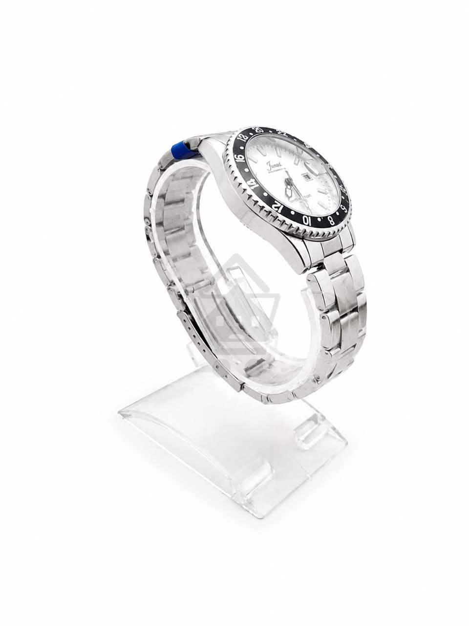 Junos Men’s Stainless Steel Watch – White Dial, Black Bezel & Date Display
