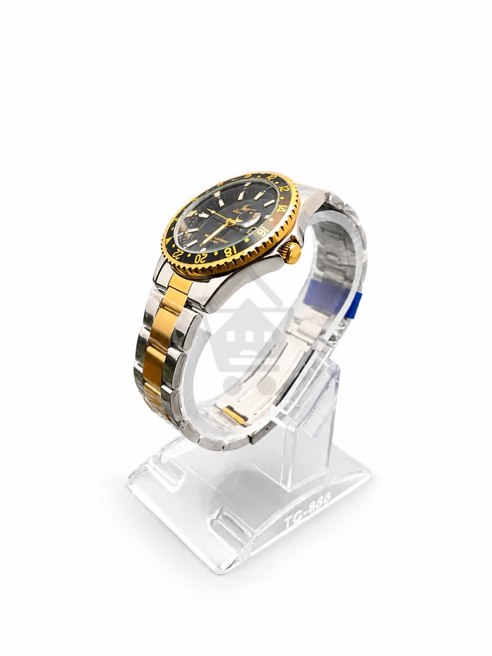 Junos Men’s Two-Tone Stainless Steel Watch – Black Dial, Gold Bezel & Date Display