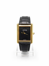 Old Money Tank Style Watch – Black Dial & Gold Case