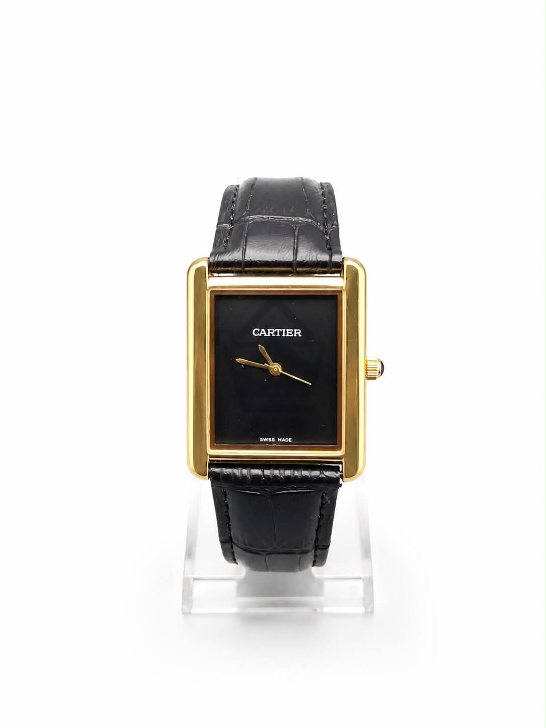 Old Money Tank Style Watch - Black Dial and Gold Case - Ghar Mart