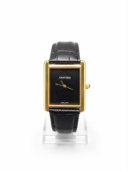 Old Money Tank Style Watch - Black Dial and Gold Case - Ghar Mart