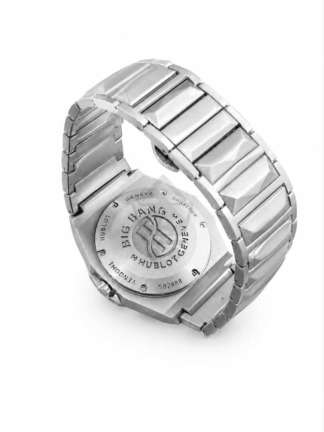 Men’s copper skeleton dial watch with silver metal bracelet