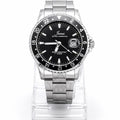 Junos Men’s Luxury Stainless Steel GMT Watch – Black Dial