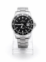 Junos Men’s Luxury Stainless Steel GMT Watch – Black Dial