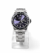 Junos Men’s Stainless Steel GMT Watch – Purple Dial