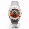 Men’s Copper Skeleton Dial Watch with Silver Bracelet