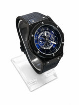 Black & Blue Skeleton Chronograph Luxury Watch | Ghar Mart