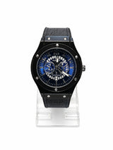 Black & Blue Skeleton Chronograph Luxury Watch | Ghar Mart