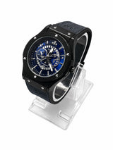 Black & Blue Skeleton Chronograph Luxury Watch | Ghar Mart