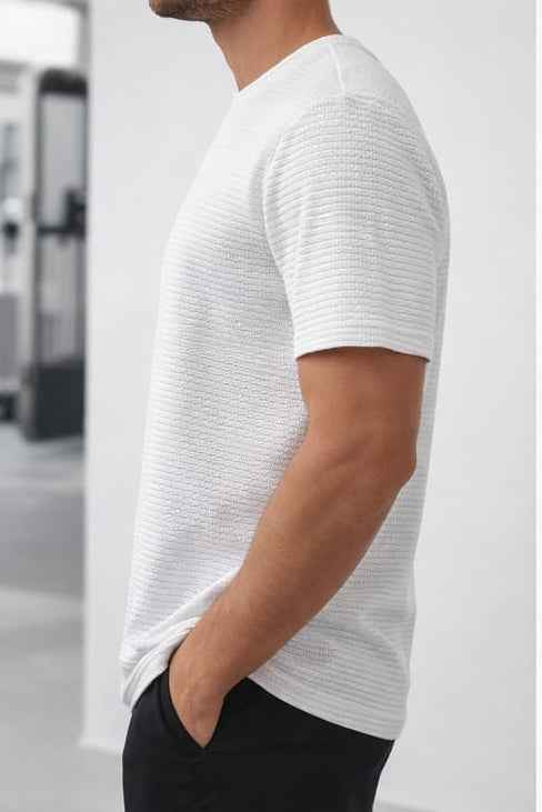 White knitted texture Line T-Shirt - Men's Fashion available at Ghar Mart Pakistan