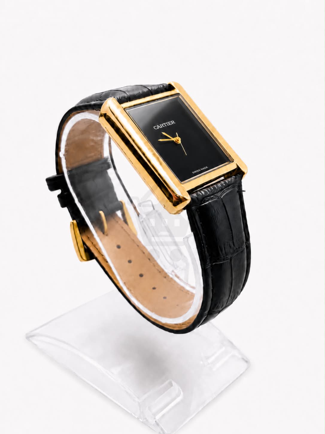 Old Money Tank Style Watch – Black Dial & Gold Case