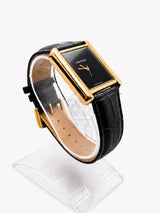 Old Money Tank Style Watch – Black Dial & Gold Case