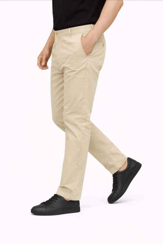 Beige Straight Fit Cotton Pant - Men's Fashion available at Ghar Mart Pakistan